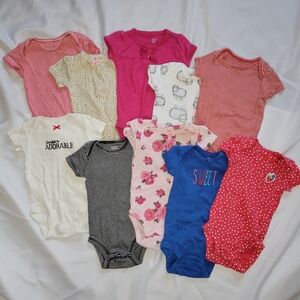 Lot Of 10 Baby Girl Assorted Kids One Pieces Set, 3 Month, Bodysuit, Onesie